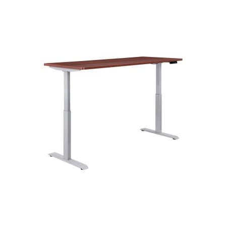 Interion    Electric Height Adjustable Desk, 48W X 30D, Mahogany W/ Gray Base